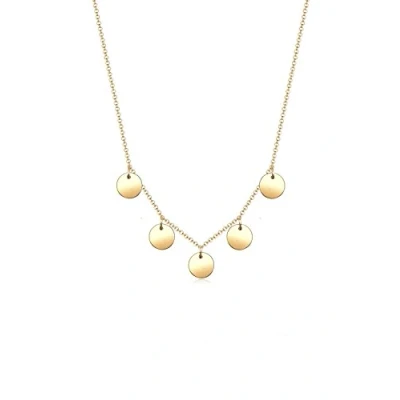 Image of Elli Women&#039;s 925 Sterling Silver Gold Plated Circle Geo Minimal Necklace of Length 45 cm