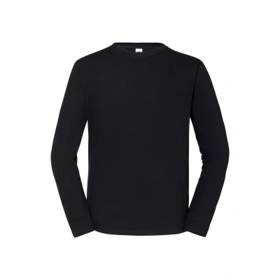 Image of Fruit of the Loom Mens Iconic Premium Long Sleeved T Shirt (Black) Size Small