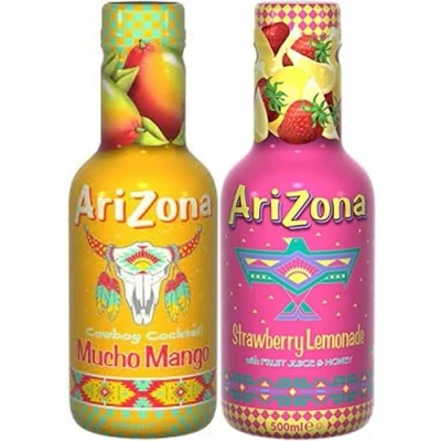 Image of Arizona Tea Mucho Mango &amp; Strawberry Lemonade Flavours 500ml Each (Pack of 12)