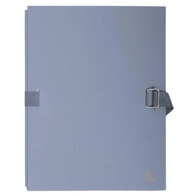 Image of Exacompta Ref 223255E Expandable Canvas Folder Suitable for Storing &amp; Transporting A4 Documents, to Hold Additional Strap Closure Grey
