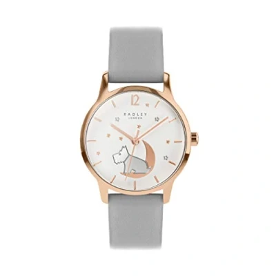 Image of RADLEY Star Gazing Ladies Ash Soft Calf Leather Strap Dog in Moon Watch RY2950A