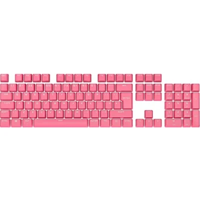 Image of Corsair PBT DOUBLE Shot PRO Keycap Mod Kit (Double Keycaps, Standard Bottom Row Compatibility, Textured Surface, 1.5mm Thick Walls with Backlit Font, O Ring Dampeners Included) Rogue Pink