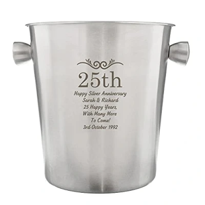 Image of CalEli Gifts Personalised Number Frame Stainless Steel Ice Bucket. A Great Gift For Special Birthday Or Housewarming Present.