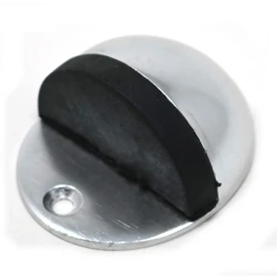 Image of fiXte Bright Aluminium Oval Floor Mounted Half Moon Door Stop Stopper 50mm
