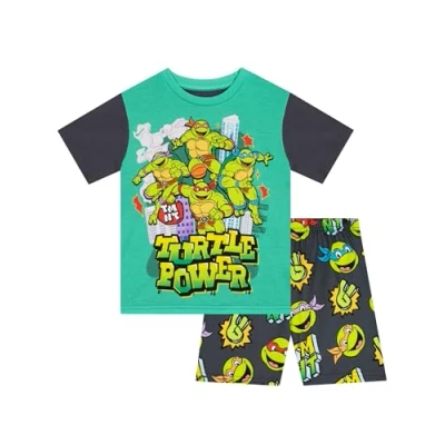 Image of Teenage Mutant Ninja Turtles Pyjamas Boys Short TMNT PJs Grey 8 9 Years