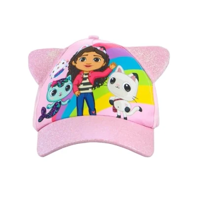Image of DreamWorks Gabby’s Dollhouse Kids Cap Girls Baseball Caps Glitter Summer Hats for One Size Pink