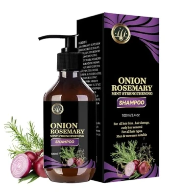 Image of Onion Rosemary Mint Strengthening Shampoo,Onion and Shampoo for Stronger,Thicker Hair,Hair Loss All Hair Types,Rescues Damaged Hair,Moisturizes &amp; Restores 3.4 Oz