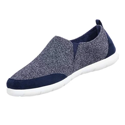 Image of Isotoner Zenz Men&#039;s Casual Shoes, Lightweight Sport Knit Slip On Slippers, Navy Blue, 10