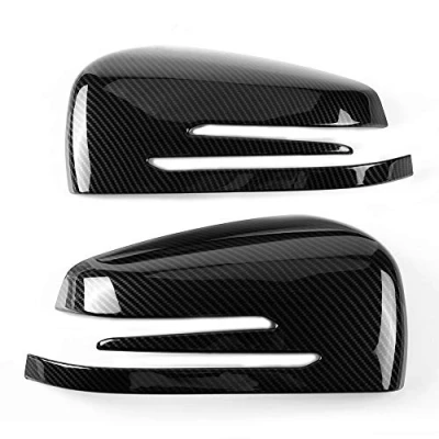 Image of 1 Pair Carbon Fiber Wing Mirror Covers, Car Side Cover Caps Rear View Trim Rearview Cap for A B C E GLA
