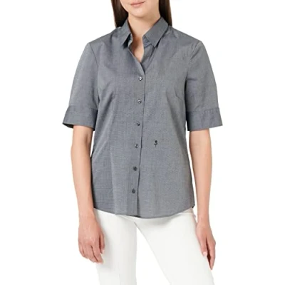 Image of Seidensticker women&#039;s blouse shirt non iron slim fit short sleeve plain 100% cotton
