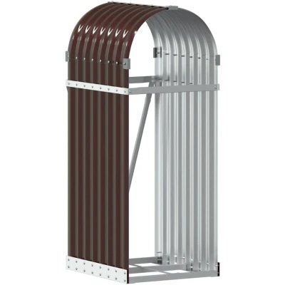 Image of vidaXL Log Holder Brown 40x45x100 cm Galvanised Steel