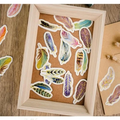Image of Ta Merry Kawaii Scrapbook Accessories Scrapbooking Supplies,46Pcs Laptop Feather Stickers Aesthetic for Adults,Journaling Supplies Scrapbooking,Card Making(Feather Sleepless