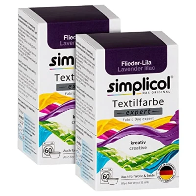 Image of simplicol Textile Dye Expert Lilac Purple Colour for Creative, Easy Dyeing in The Washing Machine or Manual 1737 (2 x 1707) 150 g (Pack of 2)