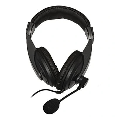 Image of LINK LKHS1X35 Audio Headphone with Microphone Swivel Connector, Black, 1 x 3.5 mm