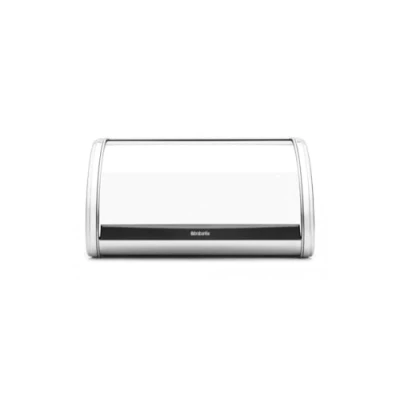 Image of Brabantia Roll Top Bread Bin Canister for 2 Loaves of Extra Storage Space due to Flat Keeps Content Fresh Kitchen Box Steel Dreamy Blue 45 x 26 17 cm