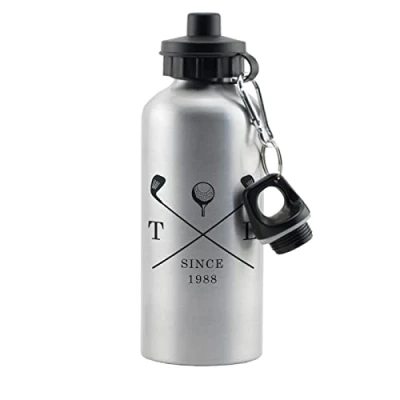 Image of CalEli Gifts Personalised Golf Clubs Silver Drinks Bottle