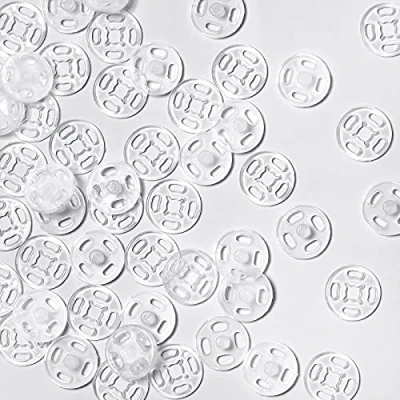 Image of Geosar 40 Pairs Plastic Snap Fasteners Buttons, Clear/Transparent, 12 mm/ 0.47 Inch, for DIY Crafts Sewing Clothing