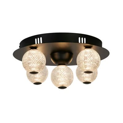 Image of Asteroid LED Flush Light, Black Metal with Clear Acrylic Balls
