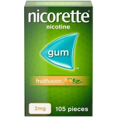 Image of Nicorette Fruitfusion 2mg Gum (1 x 105 Pieces), Discreet and Fast Acting, Stop Smoking Aid to Tackle Cravings Withdrawal Symptoms, Nicotine with Pleasant Fruit Flavour, Chewing