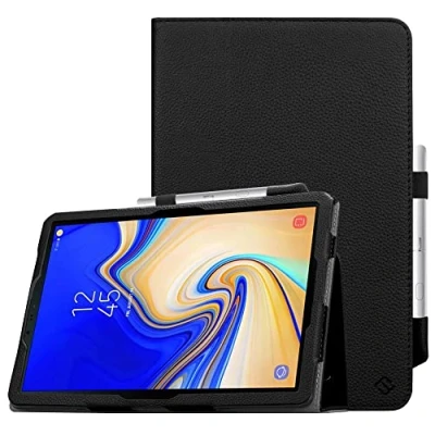 Image of Fintie Folio Case for Samsung Galaxy Tab S4 10.5 2018 Model SM T830/T835/T837, [Corner Protection] Premium Vegan Leather Stand Cover with S Pen Protective Holder Auto Sleep/Wake, Black