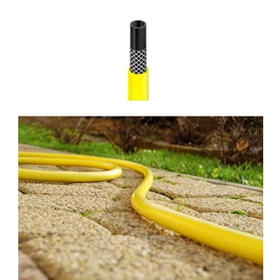 Image of Long Flexible Three Layer Garden Yellow Hose Hosepipe 70m Length 1/2&quot; Diameter