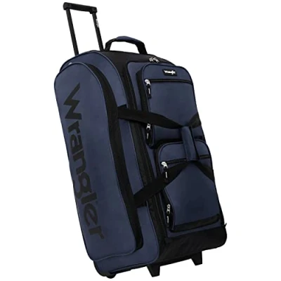 Image of Wrangler Unisex Adult 30&quot; Rolling Duffel Bag, Navy Blue, Large Inch