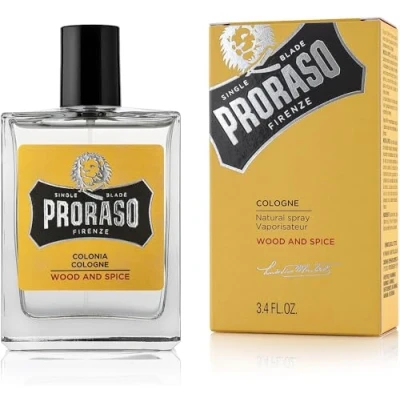 Image of Proraso Cologne, Wood and Spice, 100ml, Men&#039;s Fragrance with Earthy Warm Notes, Made in Italy