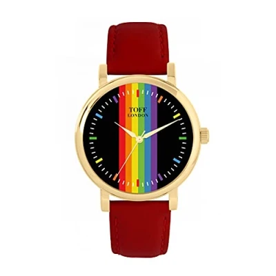 Image of Toff London 38mm Pride Linear Rainbow Batons Watch