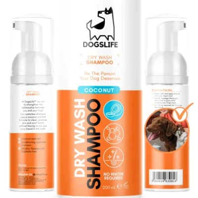 Image of Dry Shampoo For Dogs Soothing &amp; Deodorising 100% Natural Coconut Fragrance Fast Drying, No Bath Needed! Fresh Waterless Shampoo.