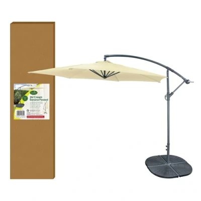 Image of GardenKraft 3M Cantilever Banana Parasol 6 Ribs Cream