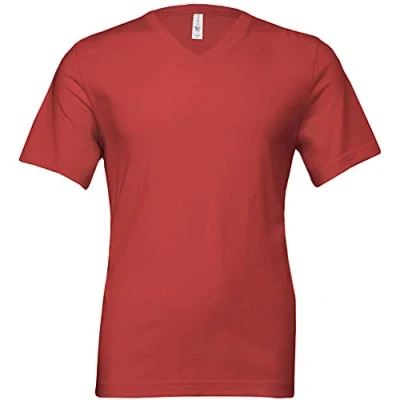 Image of Canvas Mens Jersey Short Sleeve V Neck T Shirt (L) (Red)