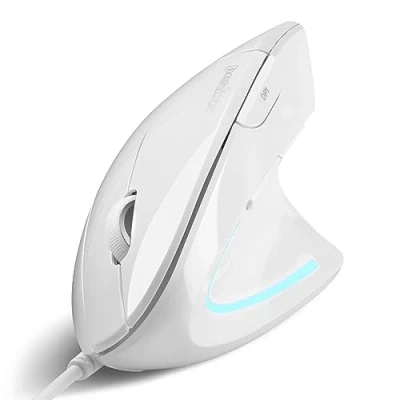 Image of perixx PERIMICE 513W Wired Ergonomic USB Mouse 6 Buttons with 1000/1600 DPI Vertical Right Handed Design White