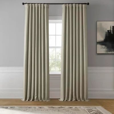 Image of HPD Half Price Drapes Faux Linen Textured Room Darkening Curtains for Bedroom 108 Inches Long (1 Panel), 50W X 108L Living Home Decor, Oatmeal