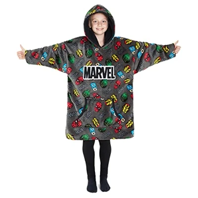 Image of Marvel Oversized Hoodie Blanket for Kids, Black Panther Avengers Gifts Boys (Grey Aop)