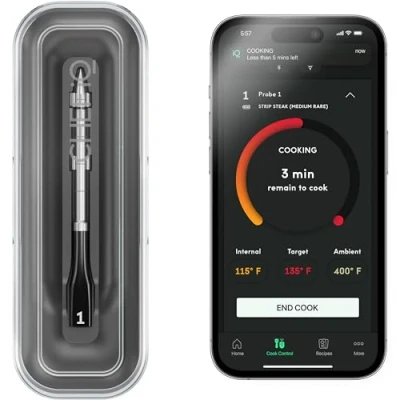 Image of CHEF iQ Sense Smart Wireless Meat Thermometer with Ultra Thin Probe, Unlimited Range Bluetooth Thermometer, Digital Food for Remote Monitoring of BBQ Grill, Oven, Smoker, Air Fryer
