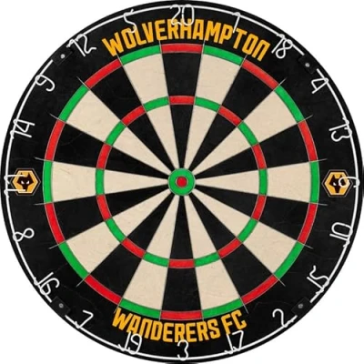 Image of FOCO Offically Licensed Wolverhampton Wanderers Football Club, Wolves FC Professional Darts Dartboard, Sisal, Ultra Thin Wire (DB156)