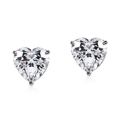 Image of Crystalline Azuria Women Girls 18ct White Gold Plated Zirconia Crystals Love Hearts Stud Earrings