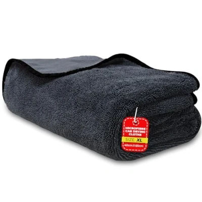 Image of Towelogy X009 Microfibre Extra Large Car Drying Towel 40x65cm with Twisted Piles Rapid XL Auto Lint Free &amp; Absorbent (1, (40x65cm))