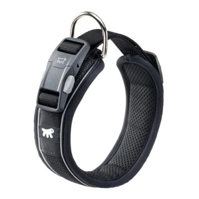 Image of Ferplast Dog Collar GENIUS C25/55, Reflective, Breathable, Adjustable, Quick Release Magnetic Closure, for Large Size Dogs, Soft Padding, Black
