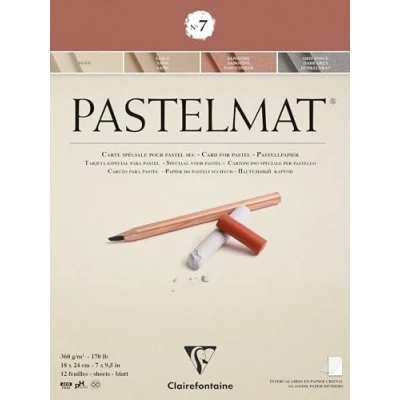 Image of Clairefontaine 96052C Glued Pad Pastelmat n7 12 Sheets Special Card for Dry Pastels 18x24 cm 360g 4 Assorted Colors Crystal Paper Dividers