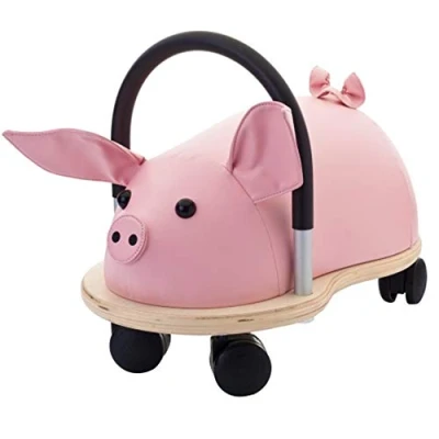 Image of Wheelybug Toddler Wooden Ride On, Multi Directional Castor Wheels, Safety Certified Developmental Toy for Outdoor/ Indoor Fun, Large (2.5 5 Years), Pig
