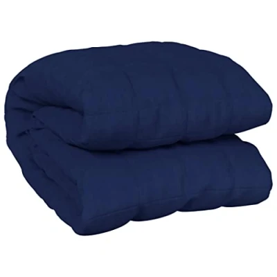 Image of vidaXL Weighted Blanket Bedroom Bedding Calming Cotton Quilt for Anxiety Stress Relief Blue 150x200 cm 11 kg Fabric