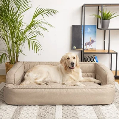 Image of PillowPrim Dog Bed, Furniture for Animals, Cat Removable Cover, Basket, Cushion, Sleeping Areas, Sofa, Beige, XXL: 117 x 79 cm