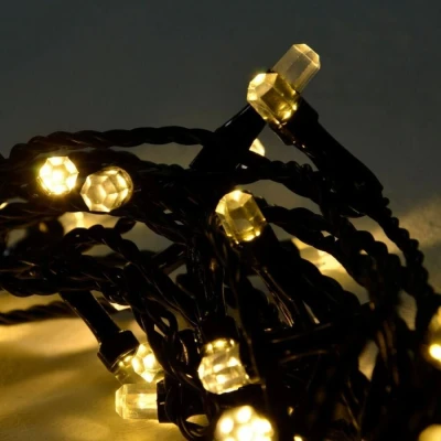 Image of Mr Crimbo Warm White Multi Fuction Diamond Shaped 100 LED String Fairy Lights Christmas Tree Xmas Indoor Outdoor Garden Flashing Chasing Static Lighting
