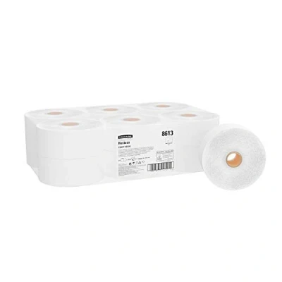 Image of Hostess, 8613, Jumbo Roll Toilet Tissue, 1 ply, White, 12 rolls x 1000 sheets