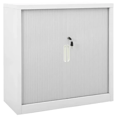 Image of vidaXL Steel Cabinet with Sliding Doors Modern Design, Spacious and Secure, Ideal for Living Room Storage