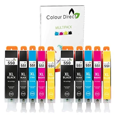 Image of Colour Direct 550XL 551XL Compatible Ink Cartridges for Canon PGI 550 CLI 551 XL Pixma iP7250 MG5650 MX925 MG6450 iX6850 MG5550 MX920 MX725 iP8750 MG6350 MG5450 MG6650 10 Pack (2 Sets)