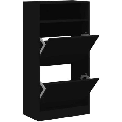 Image of vidaXL Shoe Cabinet Black 60x34x116 cm Engineered Wood