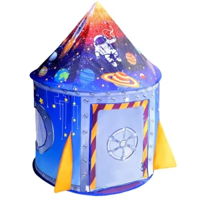 Image of Nicecastle Play Tent for kids Boys Girls,Rocket Ship Astronaut Spaceship Space Playhouse Indoor Outdoor Pop Up Foldable Tents Game Party Birthday Toy Children Toddler Baby Gift