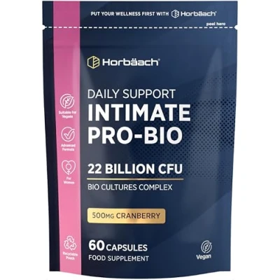 Image of Probiotics for Women 22 Billion CFU with Cranberry &amp; Inulin Bio Cultures Complex Women&#039;s Intimate Flora 60 Vegan Capsules by Horbaach